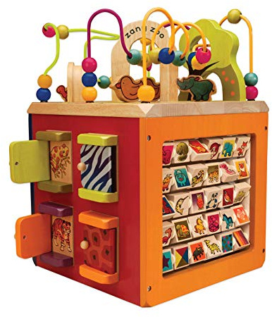 B. toys - Zany Zoo - Cubo di attività in Legno - Centro attività con Alfabeto - Giocattolo educativo - Giocattolo in Legno per Bambini e Ragazzi - 1 Anno +