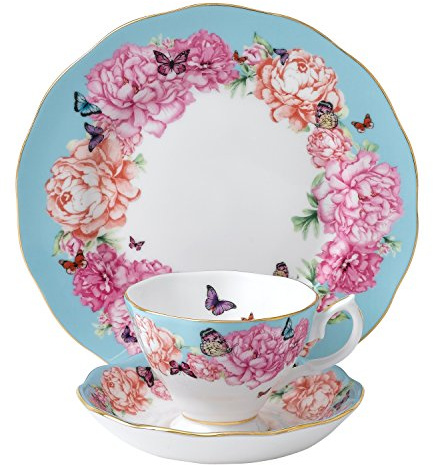 Miranda Kerr di devozione Royal Albert-Tazza da tè con piattino, Piatto, Colore: Bianco, Set da 3