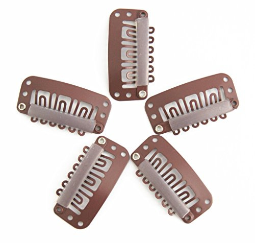 iExtension 20 Clips für Clip in Extensions Echthaar Tressen Haarverlängerung Perücke Wig Haarklammer Haarclips - Braun