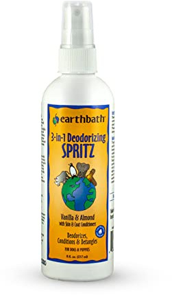 earthbath, Vanilla & Almond 3-in-1 Dog & Puppy Deodorizing Spritz - Dog Odor Eliminator for Strong Odor, Cruelty-Free Cologne, Wash Spray, Made in USA, Bathing Supplies - 8 Oz (1 Pack)