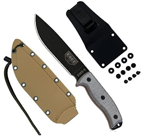 ESEE Unisex – vuxen utomhuskniv | Bladlängd: 14,6 cm handtag: Micarta-modell 6 fast blad, flerfärgad, normal, RC6P