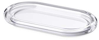 Omada Design Vassoio Biscotti da Tè o Aperitivo, da 21x12 cm, interno colorato e bordo acrilico trasparente, Made in Italy, Linea Crystal, Bianco