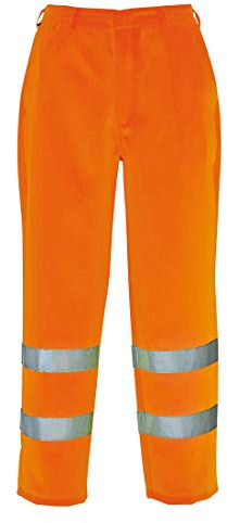 Portwest E041 Hi-Vis Polyester/Bomull Byxa, Regelbunden, Storlek S, Orange