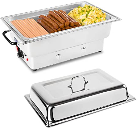 Royal Catering Calentador de buffet Chafing Dish RCCD-1/1-100-ES-E (1600 W, Profundidad recipiente: 100 mm, 13,3 litros, 5 niveles de temperatura, Recipiente GN 1/1 incl.)