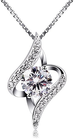 B.Catcher Collier pour Femme, Zircon Cubique de Qualité 5A, Argent Sterling S925, Design Épuré, Collier Amour Éternel, Cadeau de Noël, Saint-Valentin, Fête des Mères, Anniversaire, Emballage Cadeau