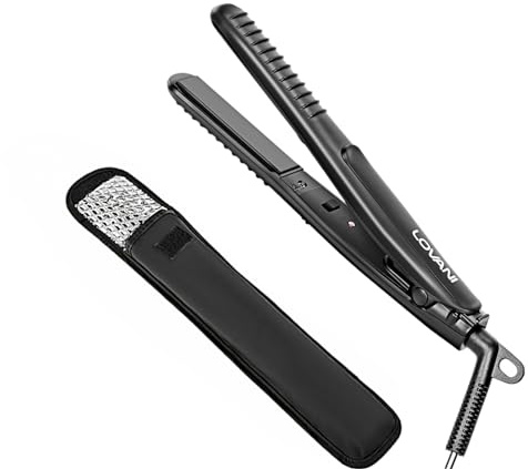 LOVANI Mini Flat Iron Travel Size Nano Titanium Dual Voltage Portable Hair for Worldwide Use 0.5 Inch Straightener with Professional Heat Resistant Travelling Bag