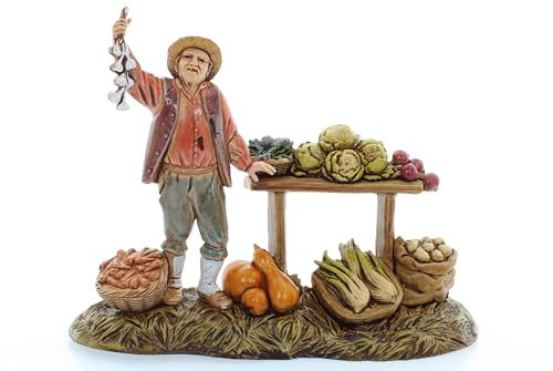Moranduzzo Fruttivendolo per Presepe da Cm 10 Scala 1:20 - Statuine Presepe Indistruttibili - Stile 700', Pittura Rifinita a Mano, Prodotto Ufficiale, Made in Italy, Scultore M. Landi