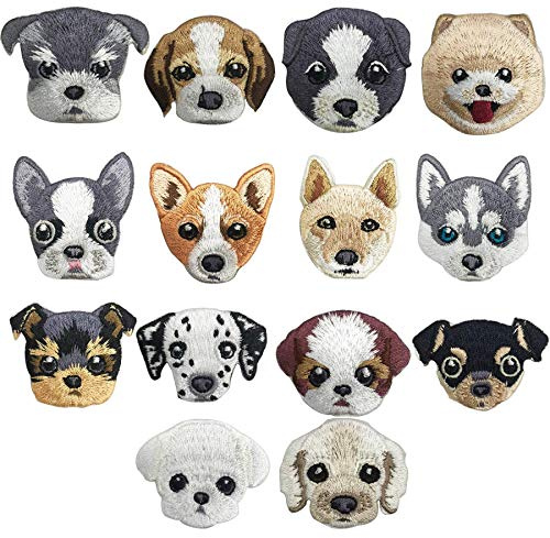 Woohome Toppe Termoadesive, 14 Pz Cane Toppe Applique Termoadesive Carina Fai Da Te Vestiti Patch Adesivi, per Maglietta Jeans Abbigliamento Borse