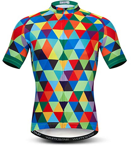 Weimostar Maglia da Ciclismo da Uomo MTB da Bici Top Camicie Abbigliamento da Strada di Montagna Maglia da Ciclismo da Bicicletta Manica Corta da Uomo Verde Rosso XXL