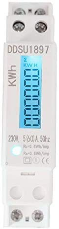 OrangeClub LCD digitaler Wechselstromzähler Stromzähler Wattmeter mit Leistungsanzeige 5(60) A für Hutschiene mit S0 Schnittstelle
