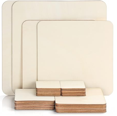 Belle Vous Unvollendete Leere Holzplättchen Rechteckig Geformt (44 Stk) - 5 Größen - Naturbelassene Holzplatten zum Basteln - Für DIY-Bastelarbeiten, Malerei, Holz Brandmalerei & Dekoration