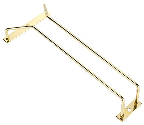 Dianoo 27.5cm Gold Wine Glass Rack Under Cabinet, Wine Glass Holder Under Shelf, Stemware Rack, Wine Glasses Storage Hanger, 1 Row