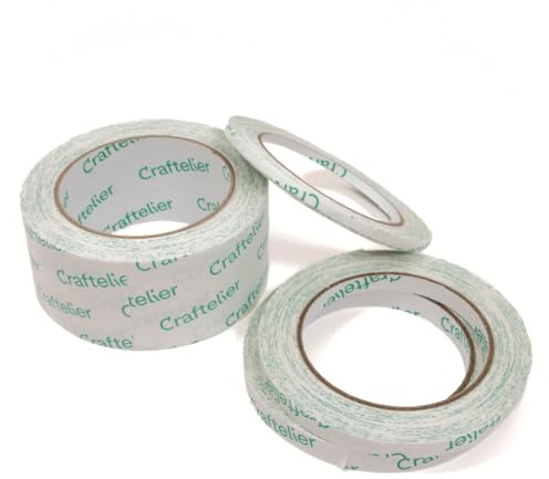 Craftelier - Lot de 4 Rouleaux de Ruban Adhésif Double Face de Différentes Tailles pour Tous les Projets d'Artisanat et de Scrapbooking | Parfait pour Coller le Papier, le Carton et d'autres Matériaux