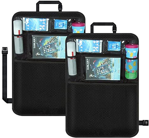 通用 OuLi Store® Auto Rückenlehnenschutz, Auto Rücksitz Organizer für Kinder, Große Taschen und iPad-/Tablet-Fach, Wasserdicht Autositzschoner, Kick-Matten-Schutz für Autositz (2 PCS-Schwarz)