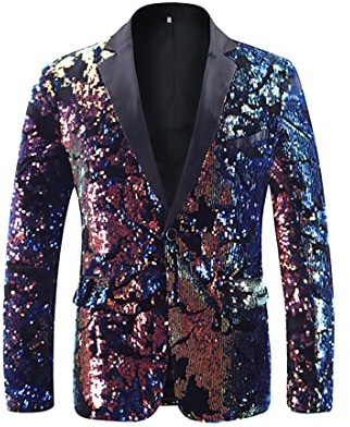 CARFFIV Herrenmode Bunte Muster Pailletten Anzugjacke