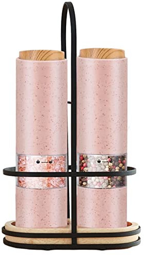 MNJR Set di 2 macinaspezie elettrico in ceramica, pepe, spessore regolabile, macinasale e pepe