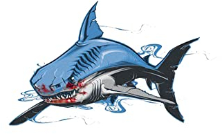 Shark Autoaufkleber, Asudaro 2pcs Lustiger 3D Hai Heckscheibenaufkleber Auto-Kratzer wasserdichte Aufkleber Schöne Fische Aufkleber Aufkleber für Boot Fahrzeug Auto Wand, 25cmx17cm,blau