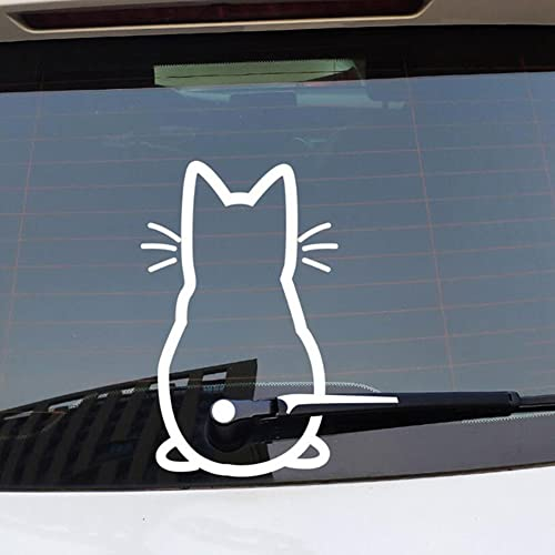 BYNYXI Wischer Aufkleber, Reflektierend Scheibenwischer Lustiger Cartoon Kätzchen Schwanz Auto Heckscheibe Tier Cat für Wand Laptop Handy, 30cmx20cm, AM085BESE99X806F, Weiß