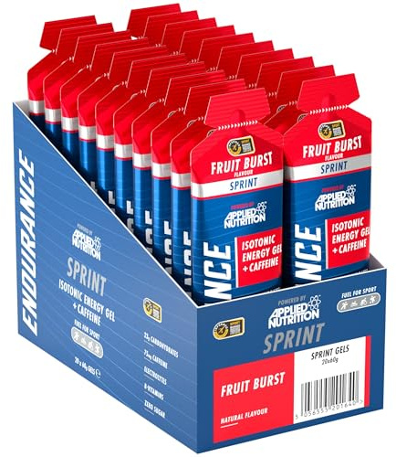 Endurance Energy Gel Sprint - Riche en glucides - Énergie rapide en déplacement avec caféine pour les sports de performance (lot de 20 x 60 g) (Fruit Burst)