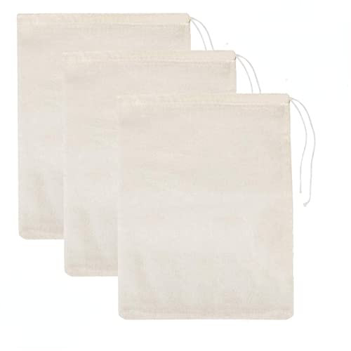 3 Stück Käse Nuss Bags Milch Wein Bag Sieb Öl Joghurt Filter Baumwolle Musselin Beutel Netz Lebensmittel Beutel für Joghurt Kaffee Tee Saft Wein (Medium 20 x 30 cm)