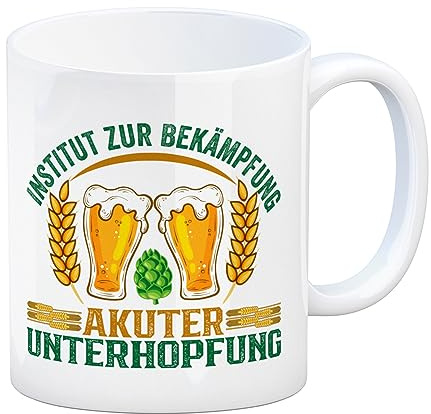 Bier Kaffeebecher Institut zur Bekämpfung akuter Unterhopfung Tasse als ein Schreibtischaccessoire für Hobbybrauer Bier Hopfen Kaffeetasse Brauerei Alkohol cool