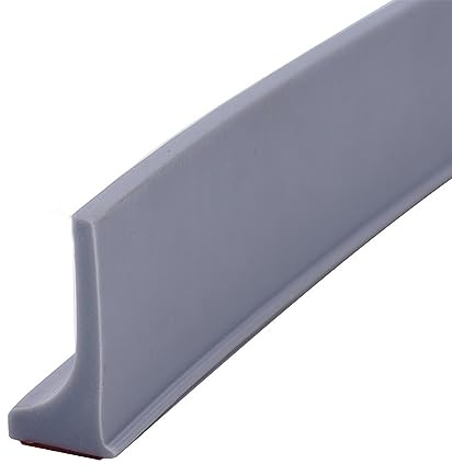 Schwallschutzleiste Dusche Selbstklebend, Duschschwellen Wasserdamm, Wassersperre, Dichtleiste, Boden Leiste Dichtung, Wasserabweisprofil Schwallschutz Bodendichtung für Küchenspüle (1M Grau)