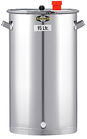 Speidel Gärbehälter Edelstahl 440 mm D, 95 Liter, Universalfass V2A Edelstahl für Lagerung, Transport und Vergären von Most, Wein, Saft, Gärfass Edelstahl 95L