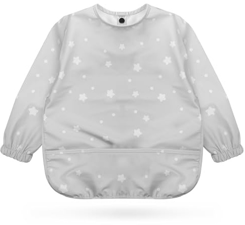 kidoola Baby Led Weaning Bib with Sleeves - Mess-Free, Waterproof Soft, Safe & Stylish for 6-12 Months Babies & Toddlers Apron with Full Coverall Coverage