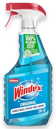 Windex Glass and Window Cleaner Spray Bottle, New Packaging Designed to Prevent Leakage and Breaking, Original Blue, 23 fl oz