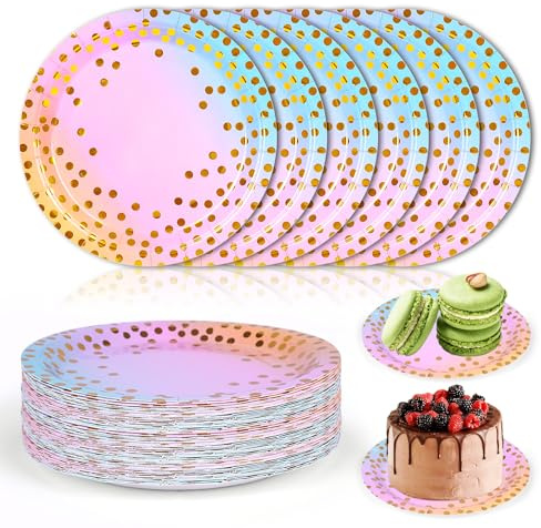 FIHODONE 50 Stück Pappteller, Einwegteller Partygeschirr 18cm Teller Einweg Pappteller Kindergeburtstag, Papiertellers Einweggeschirr Halloween Geschirr (Farbverlauf)