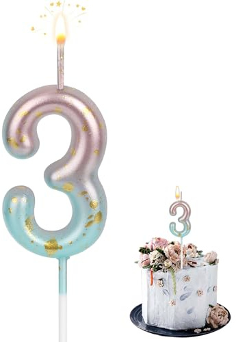 Zahlen Kerzen, Kerze 3 Geburtstag, 6D Geburtstagskerzen, Farbverlauf Kerzen, Geburtstagskerzen Für Kinder Erwachsene Für Geburtstag Jahrestag Partys