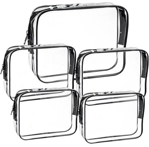 5 Stück durchsichtige Kosmetiktasche,transparente kulturbeutel,durchsichtig wasserdichte Reise waschtaschen,Kosmetiktasche wasserdicht kulturtasche,für Familie, männer un Frauen