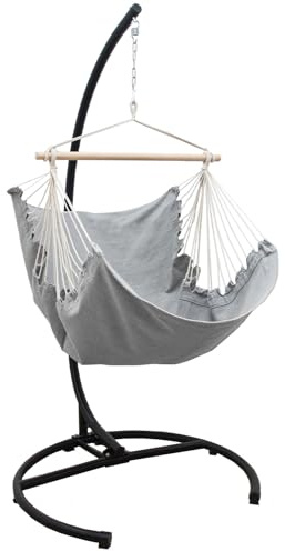 AMANKA Hängesessel mit Gestell Outdoor - 210cm Ständer mit XL Relaxsessel - Gartenschaukel für Erwachsene - Gartensessel Balkonmöbel Schaukelstuhl Swing Chair Garten-Hängesessel Balkon Schaukelsessel