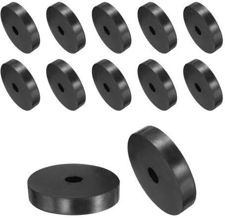 QUARKZMAN Arandela Gruesa de Goma Negro 50x10x10mm (OD*ID*Grosor) 12pcs | Almohadilla de Aislamiento Antivibración Planas Ojales Amortiguador Antideslizante Kit de Espaciador Redondo Grueso