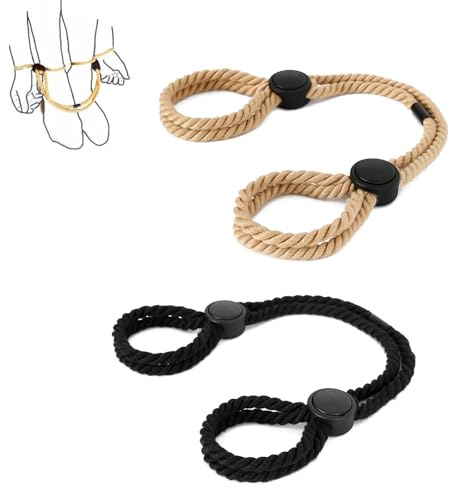 SM Bondage - Set di 2 corde per bondage, set per principianti, corde per bondage regolabili, seni BDSM, bondage, corda per bondage, manette selfbondage, set per uomini, donne e coppie