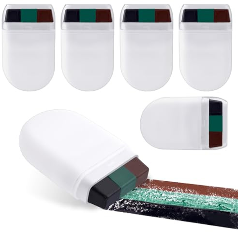 6pcs Peinture de Visage Camouflage 3 Couleurs, pour Chasse Faciles à Nettoyer Accessoires Chasse Maquillage Camouflage pour La Chasse Halloween Le Camping Les Fêtes à Thème(Noir, Vert, Café)