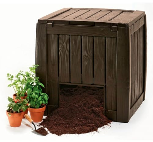 Keter Deco 231600 - Contenitore per compostiera da esterni, 340 l, con base Brown Garden