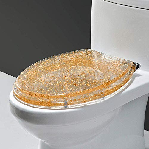 Abattant WC familial à fermeture douce avec bouton de libération rapide – Charnières en résine et acier inoxydable faciles à nettoyer – Housse de siège de toilette pour salle de bain