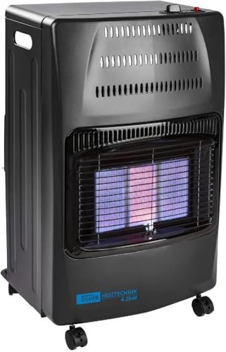 Güde Riscaldatore a gas GGH 4200 K (4200 W, 3 livelli di riscaldamento, accensione piezoelettrica, mobile, pressione di esercizio 50 mbar, elementi riscaldanti in ceramica, fusibile termico, 4 rulli