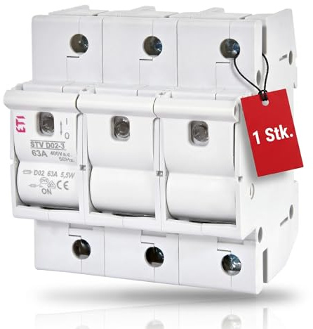 ETI Disjoncteur de charge 3 broches pour fusibles NEOZED D01-D02-63A, Disjoncteurs électriques - 400 V