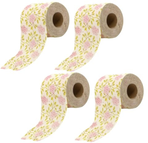 TOPBATHY Carta Igienica Decorativa Stampa a Motivi di Rose, 4 Pezzi in Polpa di Bambù, Morbida e Creativa per Bagno e Feste