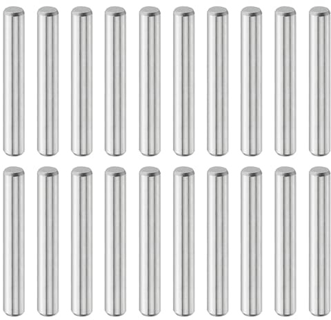 sourcing map 20 Stück 4 mm x 28 mm Dübelstifte, 316L Edelstahl Zylindrische Dübelstifte Regalstütze Peg Pin Stange Befestigungselemente Metall Regal Pegs Silber Ton