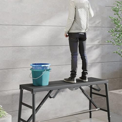 HFFKOS Scala per Piattaforma di Lavoro Portatile Regolabile con capacità di 330 libbre Piattaforma per ponteggi in Acciaio al Carbonio per ponteggi edilizi 1,2 m 1,5 m 1,8 m di Lunghezza Design Pie