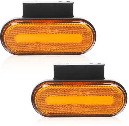 AOHEWEI 2 x Amber LED-Seitenmarkierungsleuchten für Anhänger, 12V/24V LKW-Positionsleuchten mit Reflektor, ECE R91 R10 zugelassen für Wohnmobile, Transporter, Boote, LKW, Campinganhänger | LKW-Frontpositions-Seitenblinker mit ECE R91 R10 zugelassen für Wohnmobil, Van, Boot, LKW, Wohnmobil, Abschleppwagen