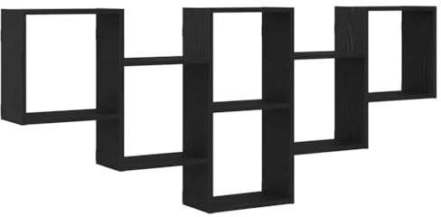 vidaXL Wandregal Schwarz Eichen-Optik 159x18x66 cm Holzwerkstoff