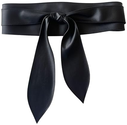 Whakano Damen Gürtel Breit PU Leder Taillengürtel,modisch Bandgürtel Geknoteter Kleidergürtel Frauen Hüftgürtel Wickelgürtel Bund für Kleid Hemden Mantel,Hochzeit Partys,Kostümzubehör,Schwarz