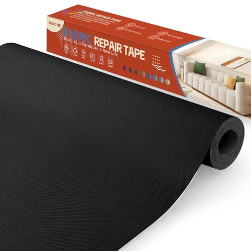 Flicken Selbstklebend Stoff, Stoffflicken Selbstklebend Textilklebeband | 40x200cm Schwarz Leinenstoff Patches Reparaturset Stoffklebeband für Möbel, Autositze, Kleidung, Stühle, Sofas