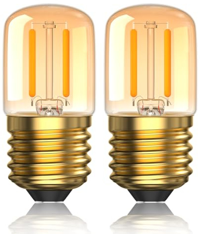 Luxvista 2W Dimmable Ampoule E27 LED Ultra Chaud 2200K Ampoules Veilleuse Gros Culot à Vis, Équivalent 15W, Ampoule Pygmée E27 T28 à Vintage Filament, 2-Pack