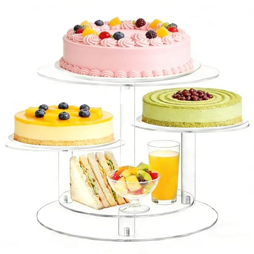 4 Etagen Kuchen und Cupcake Ständer Kombination, Cupcakes und Kuchen Kamm für 8-12 Inch Kuchen, Acryl Cake Stand für 50 Cupcakes, Dessert Gebäck Display Stand für Hochzeit, Babyparty, Geburtstag