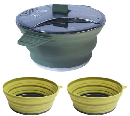 Juegos De Utensilios De Cocina Para Acampar - Sartenes Portátiles Para Viajar | Acero Inoxidable Con Utensilios De Silicona, Olla Y Tazones De 2500 Ml, Viajes Al Aire Libre, Senderismo